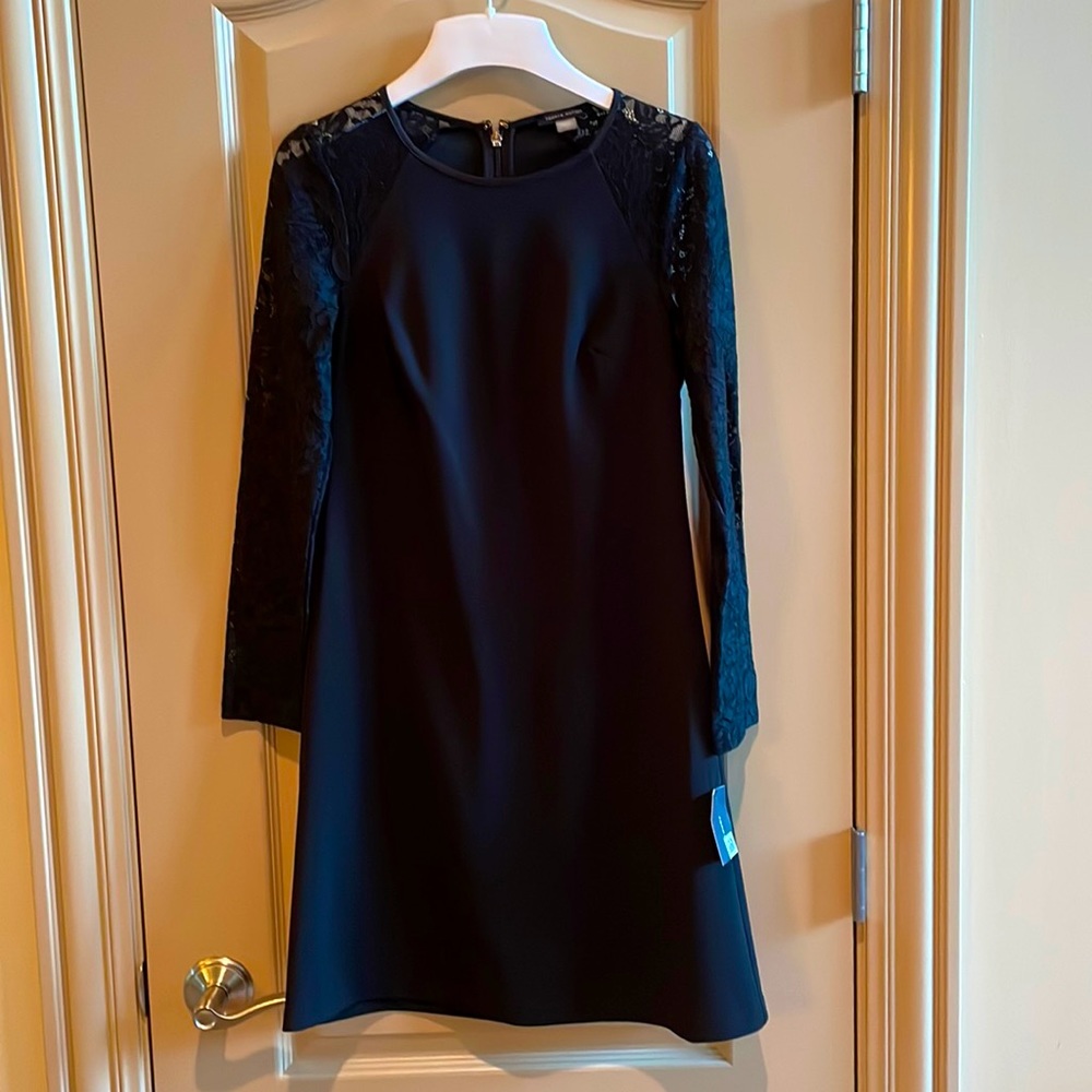 Tommy Hilfiger Black Dress with lace sleeves. Size 2.